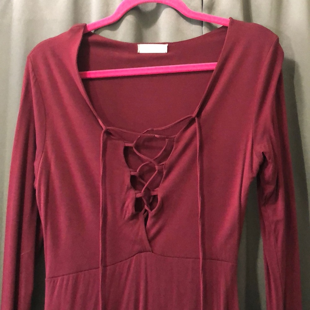 Maroon long sleeve dress